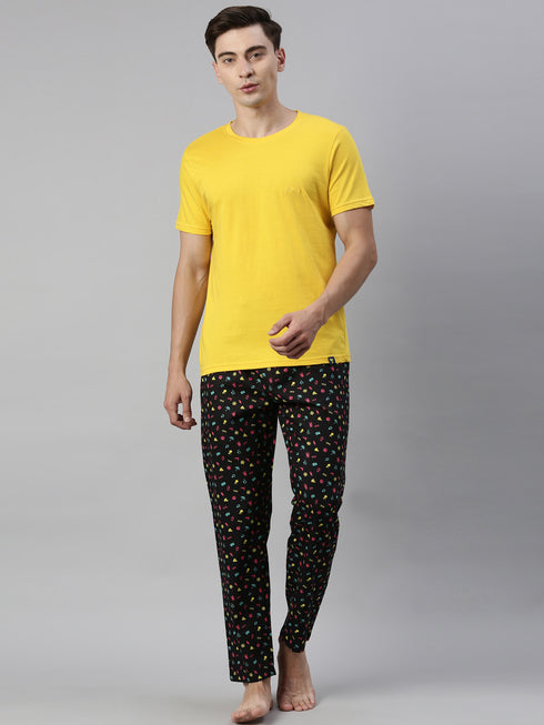 Yellow & Black Assorted Night Suit
